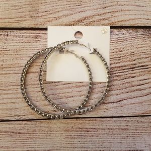 NWT Large Rhinestone Hoop Earrings